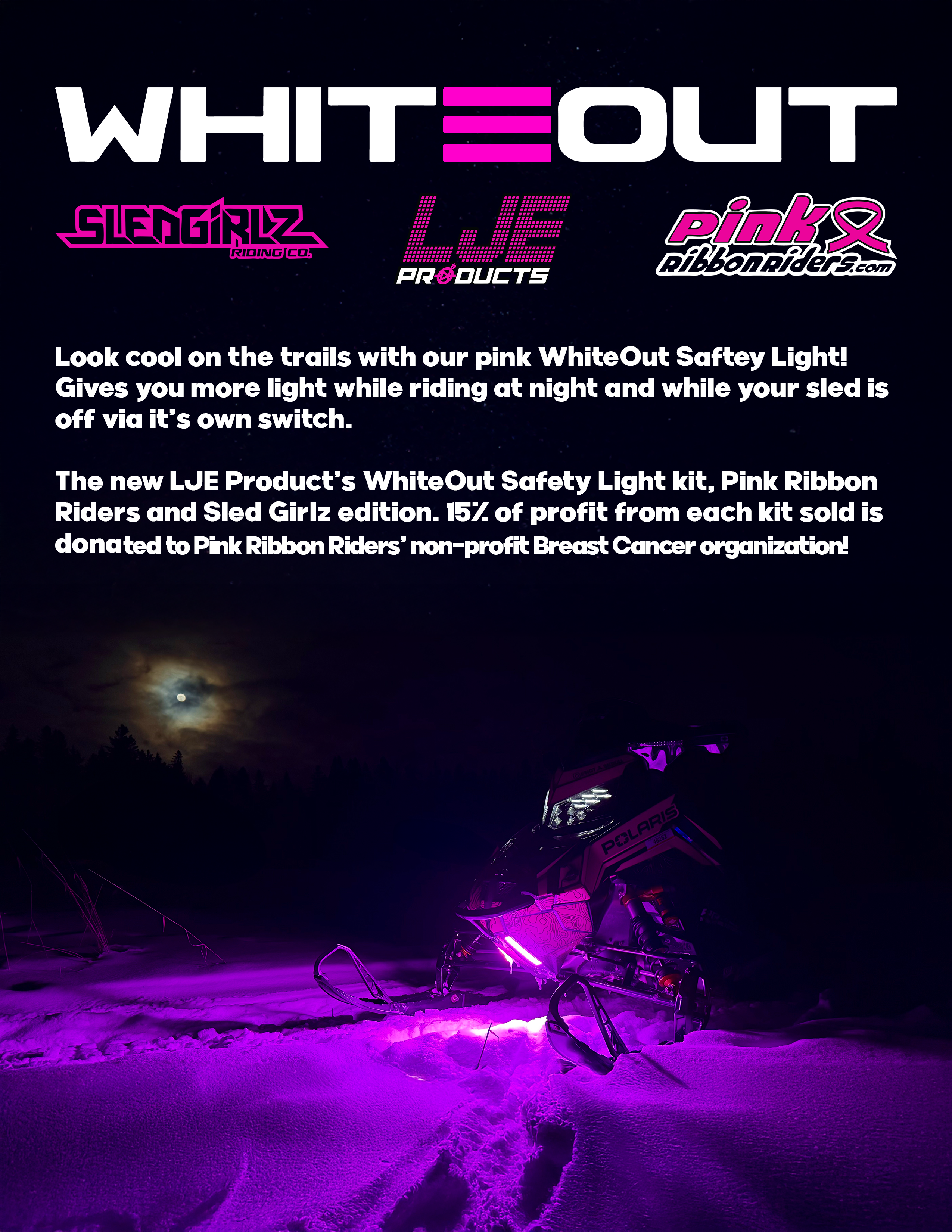 Pink WhiteOut Safety Light for Polaris/Universal